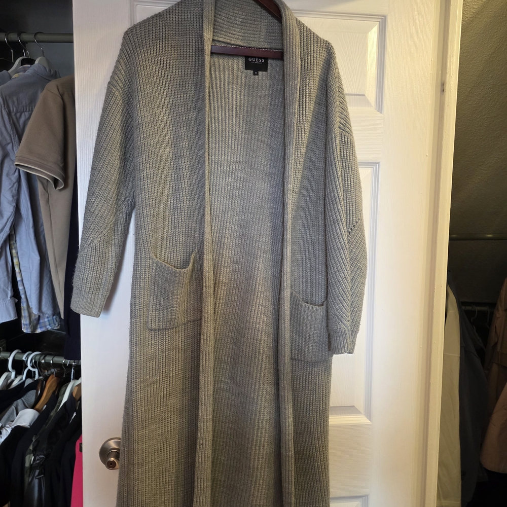 G by Guess Gray Long Cardigan Sweater